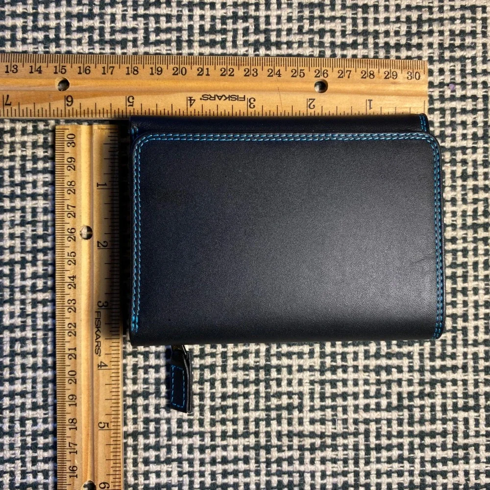 Mywalit Trifold Wallet Rainbow RFID Leather Black Blue 106-4 Unisex OS Black